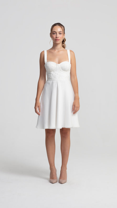 French Lace Detailed Elegant Dress